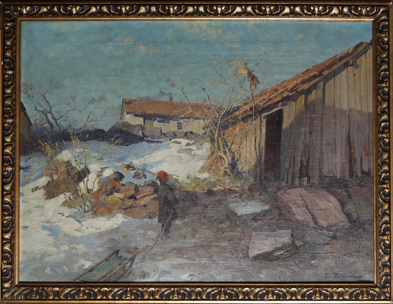 Ulving, Even (1863-1952), Barn med kjelke