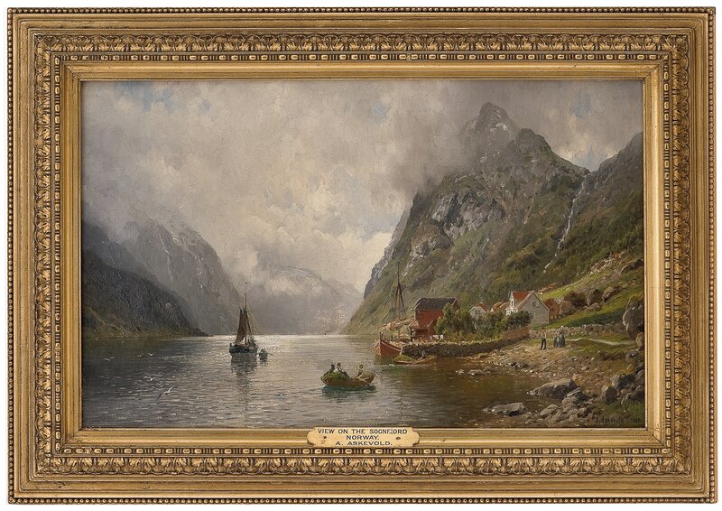 Fjordlandskap med folkeliv 1888