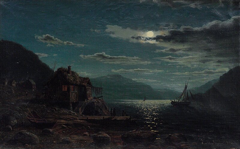 Coastal Landscape with Figures, Moonlight 1867