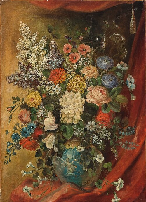 Oppstilling med blomster i vase