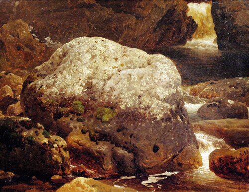 Elveparti med kampestein, studie 1849