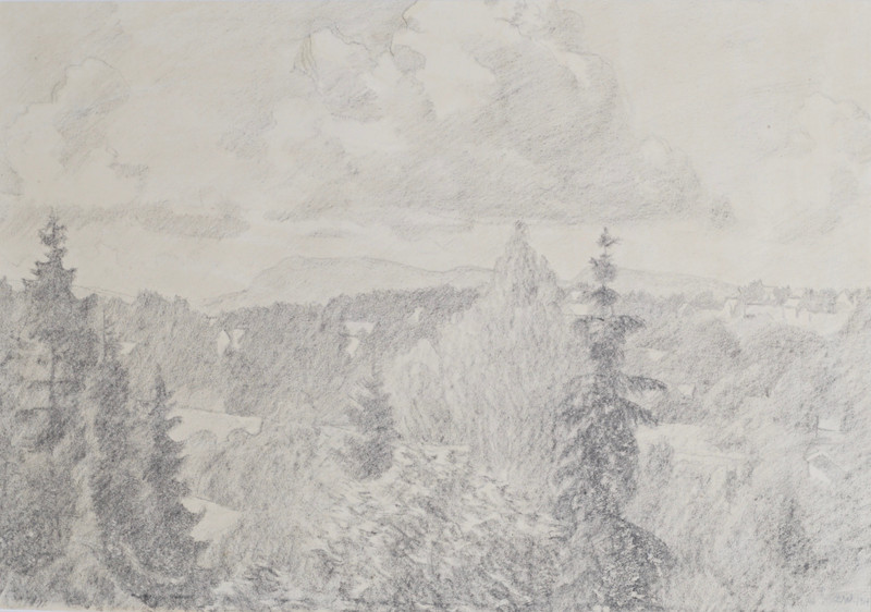 Werenskiold, Erik (1855-1938), Landscape in Bærum, Kolsåstoppen, and Skaugumåsen 1919