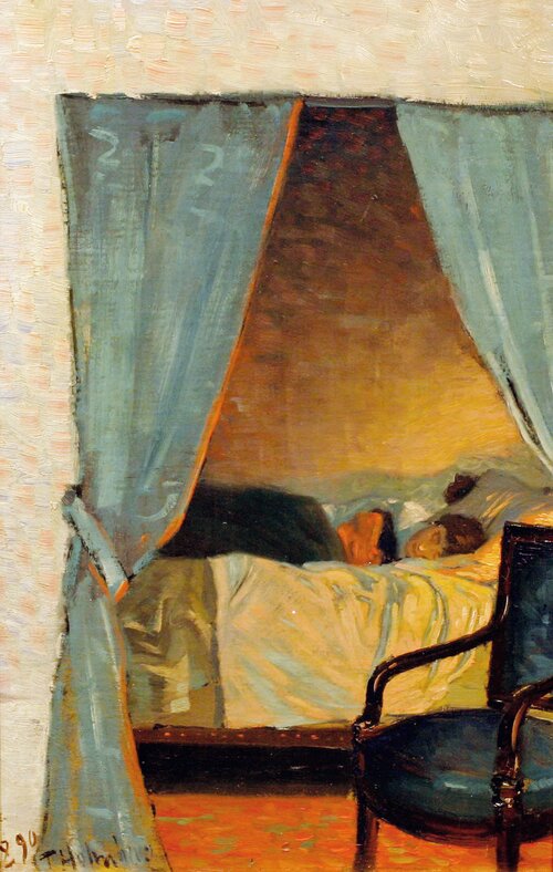 Interiør med hvilende kvinne 1890
