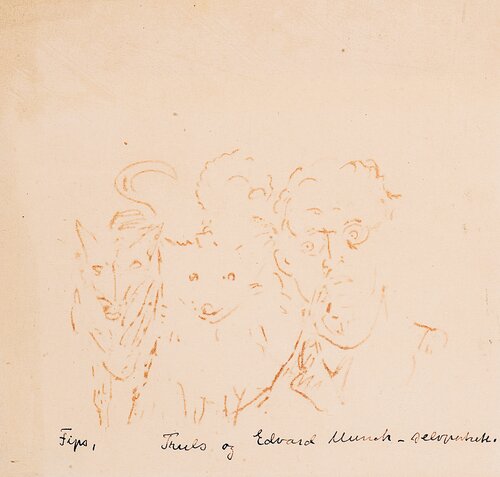 Self-portrait with Two Dogs, Truls and Fips III