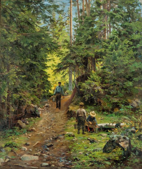 Skogssti med folkeliv 1896