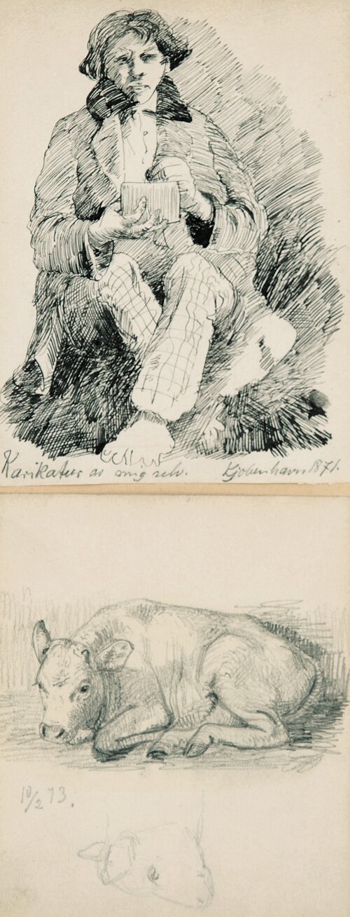 Selvportrett 1871 og Kalv 1873