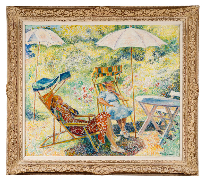 Kavli, Arne (1878-1970), Hagescene med to kvinner