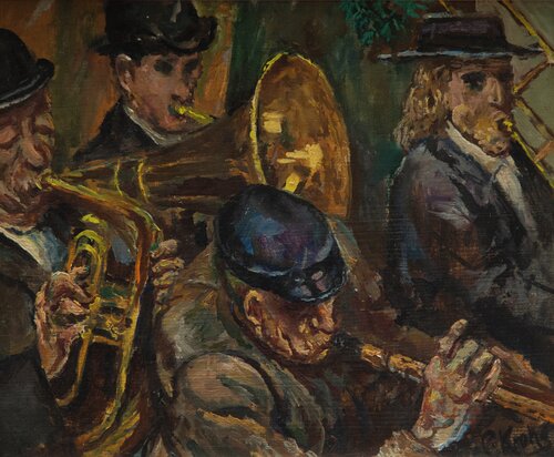 Musicians, study for Totalistenes søndagsutflukt (The Totalitarians' Sunday Outing) (Work by a Pupil)