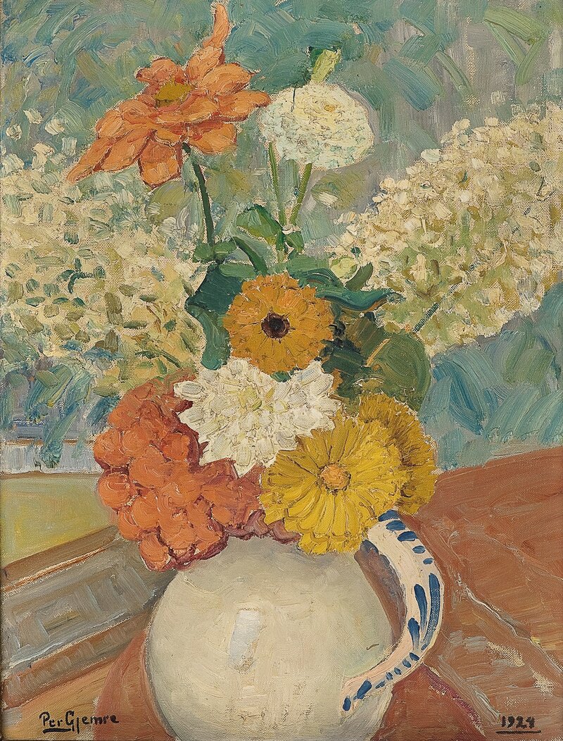 Oppstilling med blomster i vase 1924