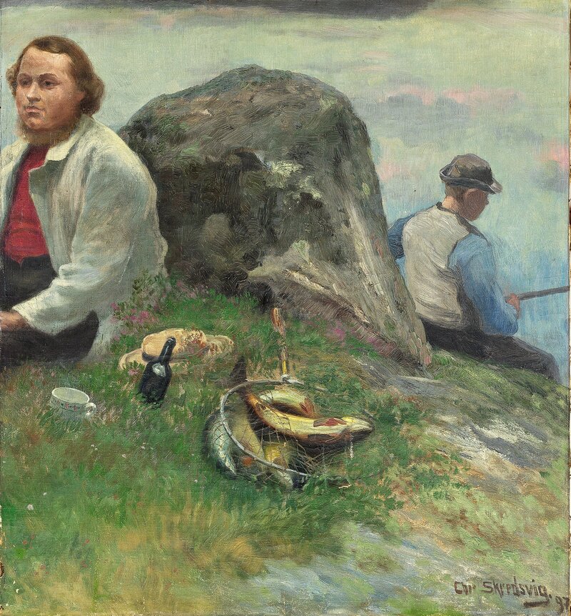 P. Chr. Asbjørnsen på tur med fiskergutt 1897