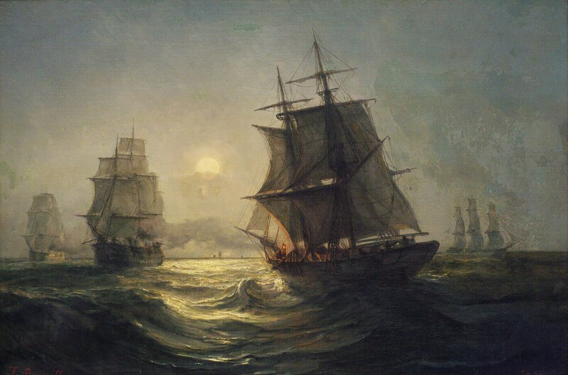 Sailing Ships by Moonlight 1865