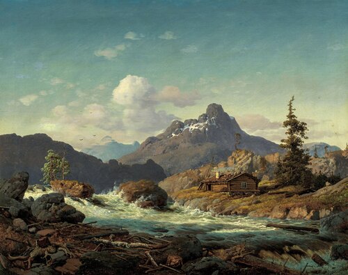River Landscape with a Lumber-Hut