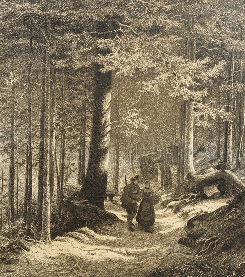 Skoginteriør med to figurer 1839