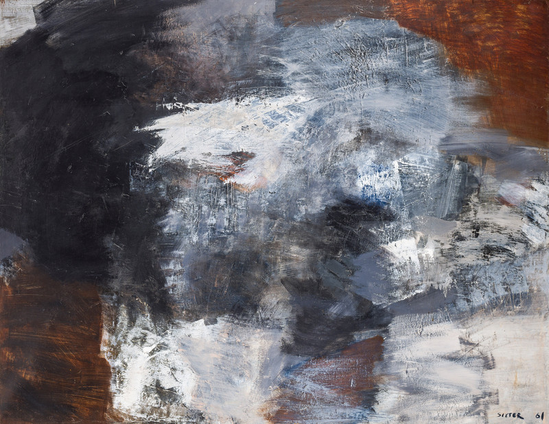 Sitter, Inger (1929-2015), Komposisjon I. Svart, hvitt, brunt 1961