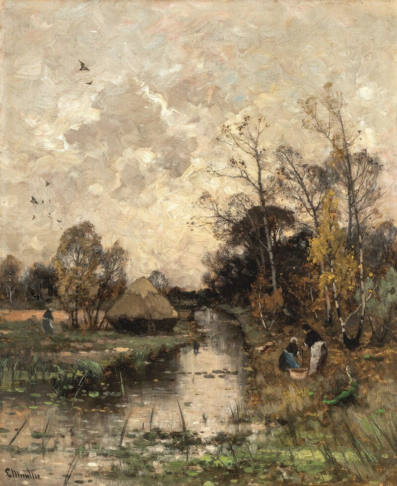 River Landscape with Women washing