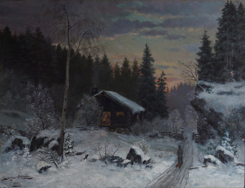 Vinterlandskap med folkeliv 1880
