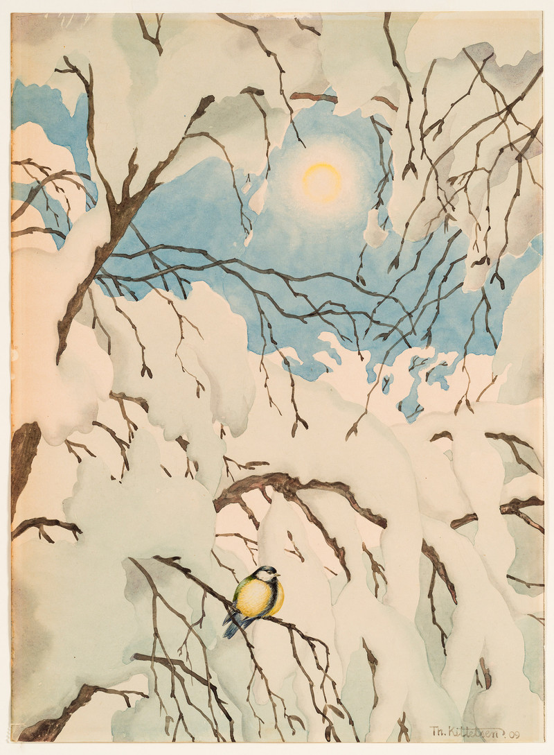 Kittelsen, Theodor (1857-1914), Kjøttmeis (Blåmeis) 1909