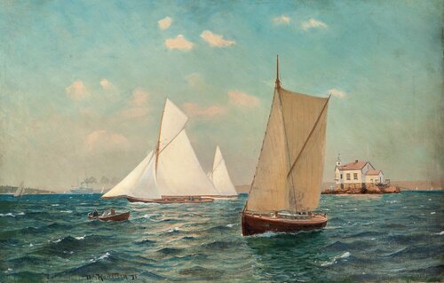 Båter ved Dyna Fyr 1896