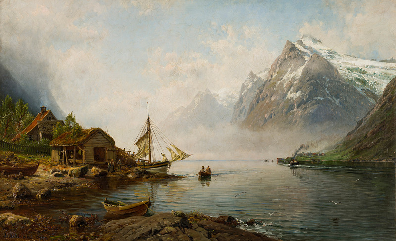 Fjord-landscape with people 1893