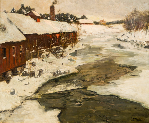 Thaulow, Frits (1847-1906), Vinter i Norge. Fra Lysakerelven (1901)