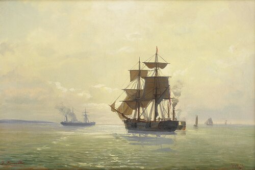 Seilskuter og dampbåter 1877