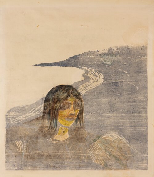 Woman's Head Against the Shore