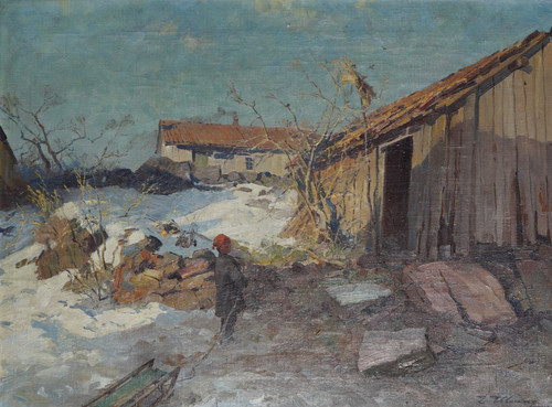 Ulving, Even (1863-1952), Barn med kjelke