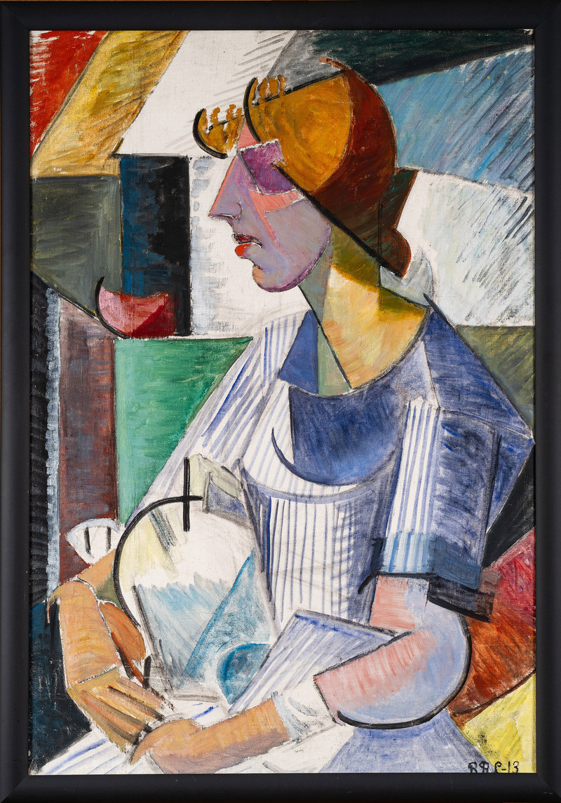 Lærum, Borghild Røed (1877-1959), Sittende kvinne 1913