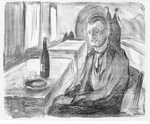 Self Portrait with a Bottle of Wine