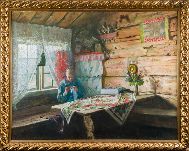 Wentzel, Gustav (1859-1927), Kvinne som syr