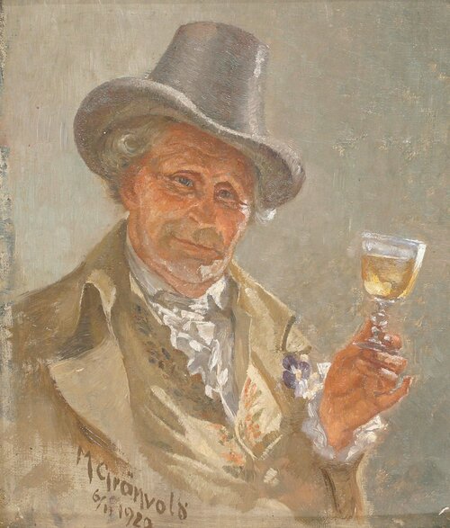 Mann med hatt og vinglass 1920
