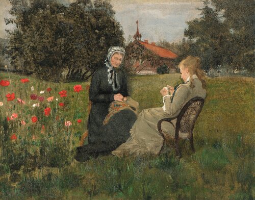 Fredrikke Gram and her Daughter Nicoline in the Garden at Ask