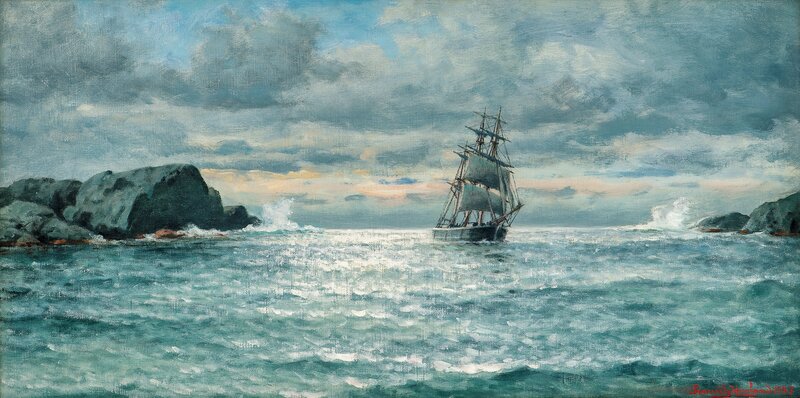 Sailing Ship by Rocky Coast 1927