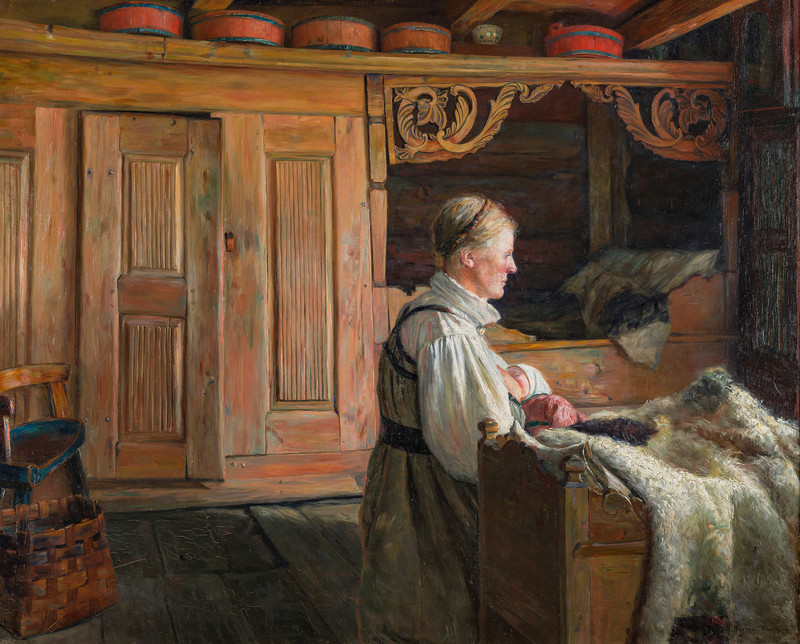 Interiør med ammende kvinne 1893