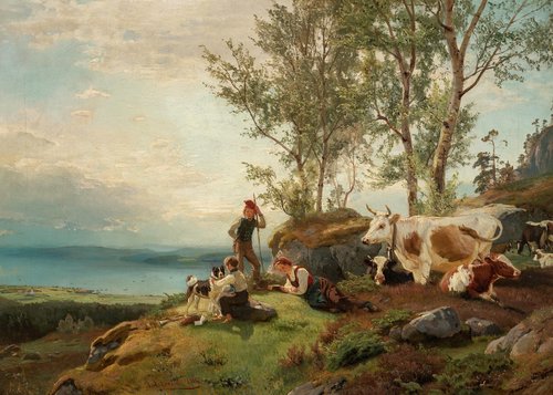 Herdsmen on a hilltop 1864