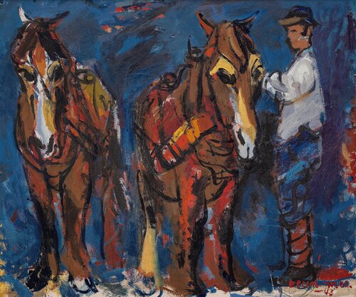 Mann og to hester 1943