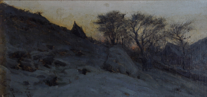 Vinterlandskap med folkeliv 1877