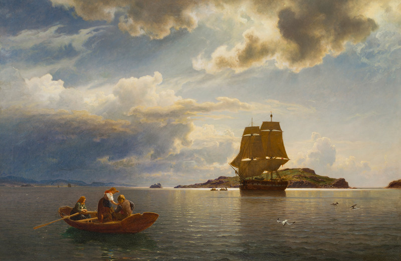 Gude, Hans Fredrik (1825-1903), Whalers Returning to Christiania Fjord 1867