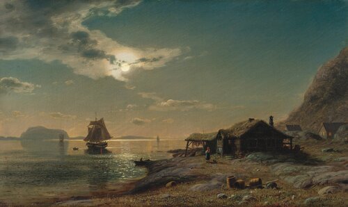 Kystlandskap ved fullmåne 1876