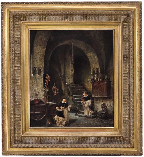 Monks in a winecellar
