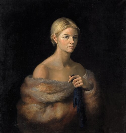 Girl with a blue Glove