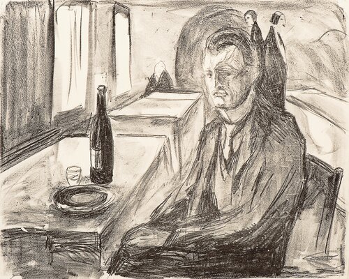 Self-portrait with a Bottle of Wine