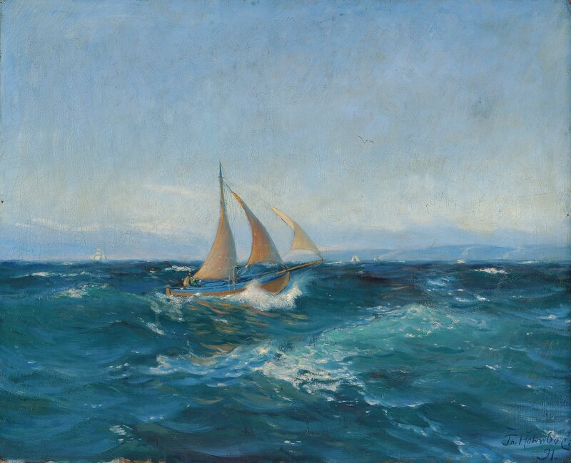 Fishing Boat with three Sails 1891