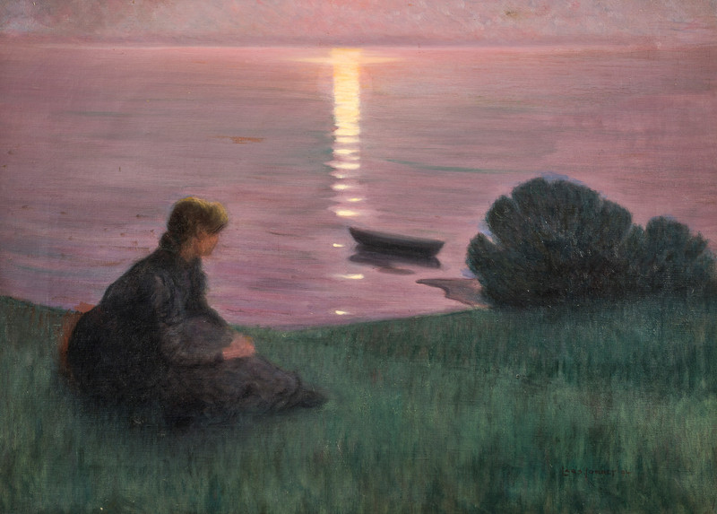 Jorde, Lars (1865-1939), Woman in Sunset 1894
