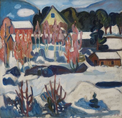 Hus i vinterlandskap 1918