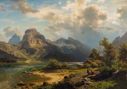 Fjord Landscape with People 1870