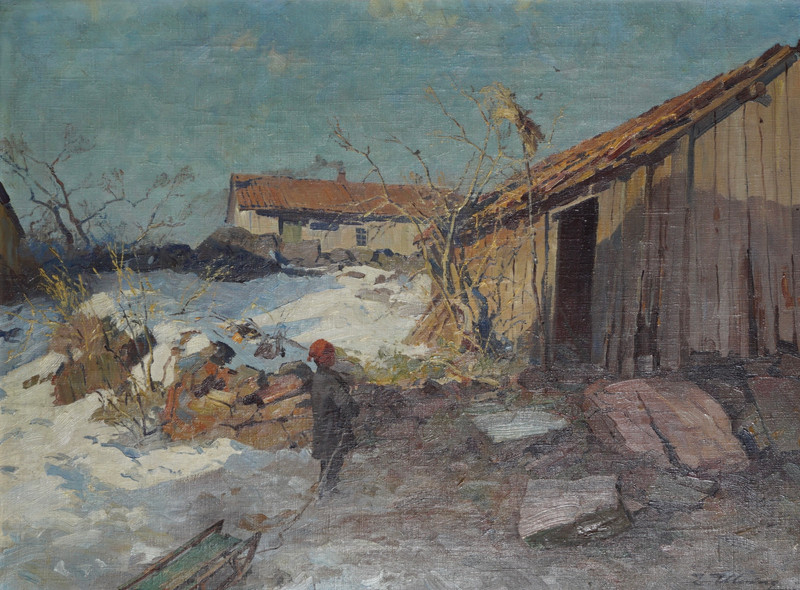Ulving, Even (1863-1952), Barn med kjelke