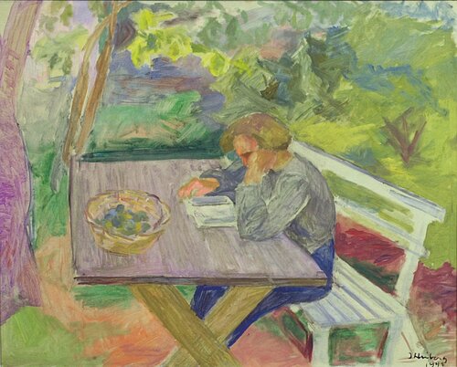 Pike ved havebord 1945