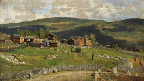 Gårdsbruk med folkeliv, Gol 1877