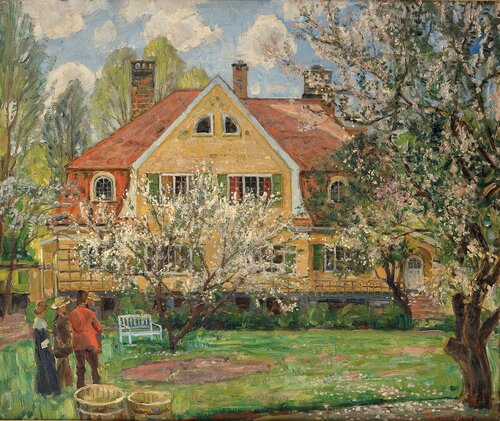 House and garden with people 1915